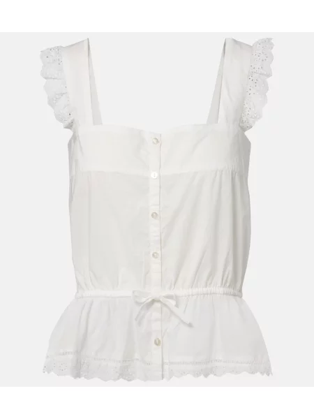 Top Poupette St Barth din poplin alb