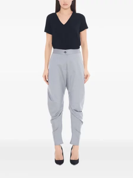 Μεταξωτό κωνικό παντελόνι Tessitura Body Couture γκρι