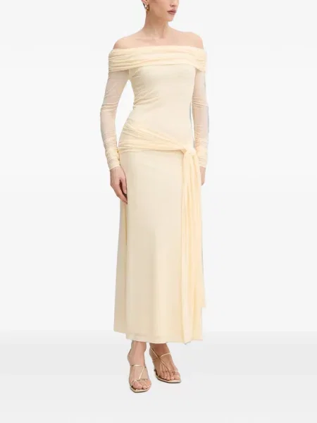 Rochie maxi Bardot cu volane