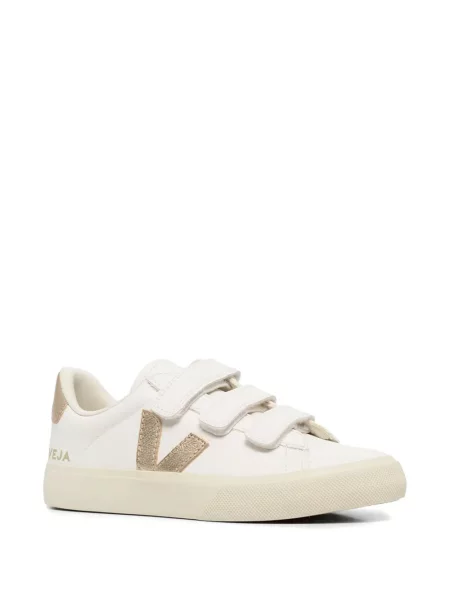 Sneakerși Veja cu bretele alb