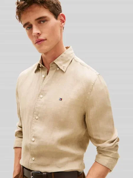Koszula casualowa o kroju regular fit z czystego lnu Tommy Hilfiger beżowa