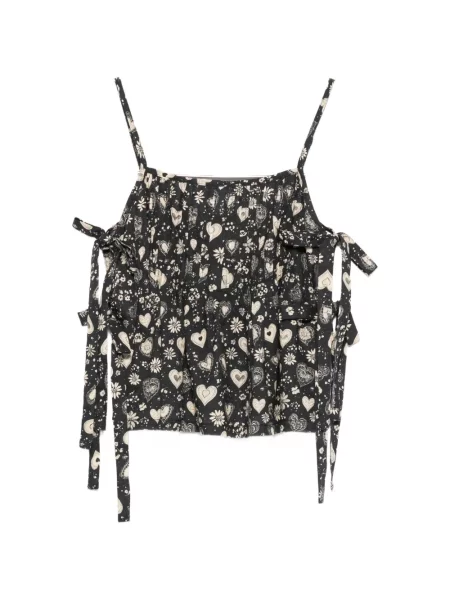 Bluzka R13 w kwiatki z nadrukiem czarna