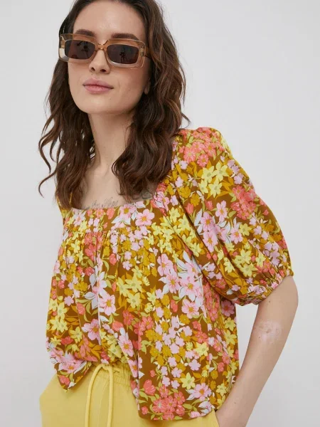 Блуза Billabong дамска с флорален десен жълто
