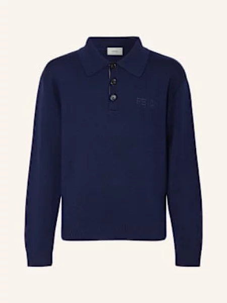 Fendi Koszulka Polo Z Dzianiny blau granatowa