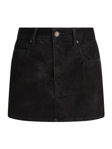 Spódnica jeansowa Marant Etoile elegancka skórzana czarna