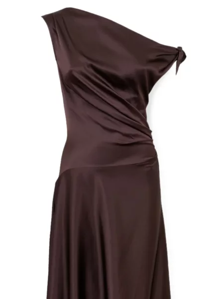 Rochie Staud asimetrică drapată maro