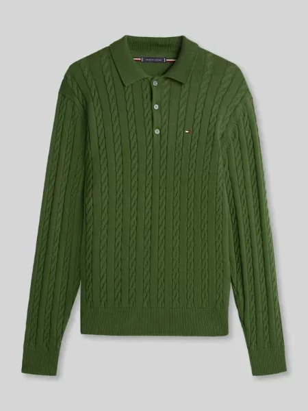 Regular Fit sweter dzianinowy z czystej bawełny Tommy Hilfiger zielony