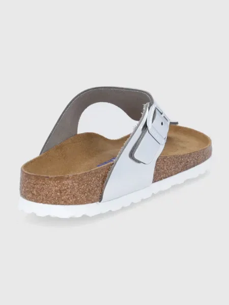 Bőr merevítő nélküli papucs Birkenstock ezüstszínű