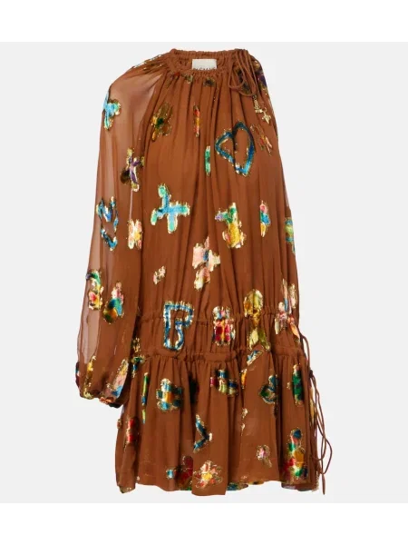 Svilena obleka mini obleka Alemais rjava