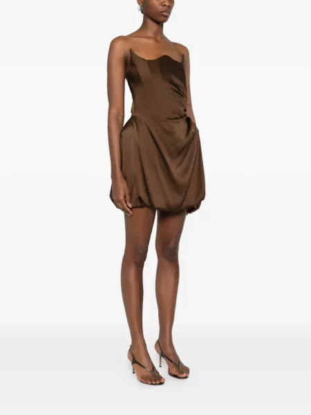 Mała sukienka mini Giuseppe Di Morabito z falbankami garniturowa brązowa