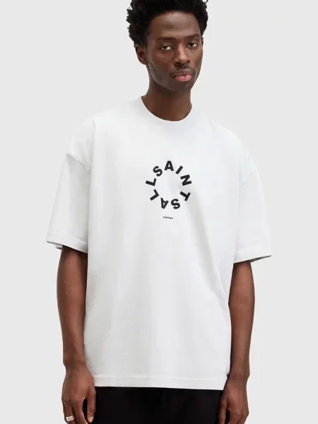 Тениска AllSaints TIERRA SS CREW с принт сиво