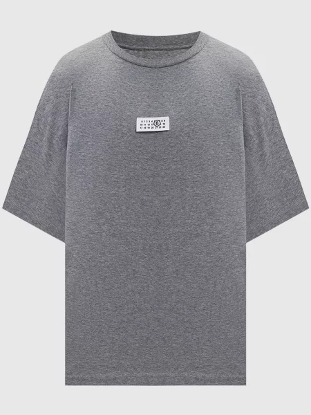 Меланжева футболка з нашивкою логотипа Maison Margiela Mm6 сіра