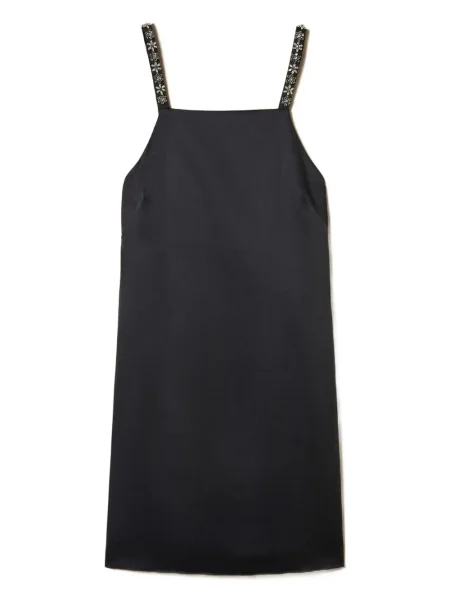 Rochie mini Twinset cu broderie din satin de costum negru