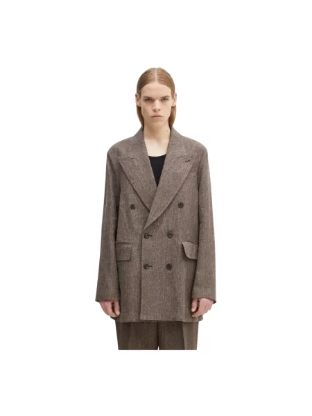 Our Legacy marynarka lniana Sharp Db Blazer brązowy
