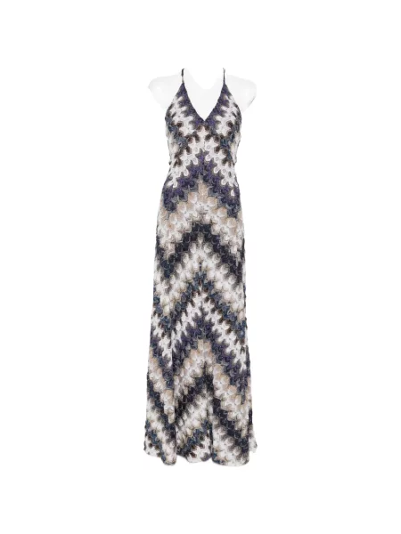 Rochie maxi Missoni cu decolteu în V albastru