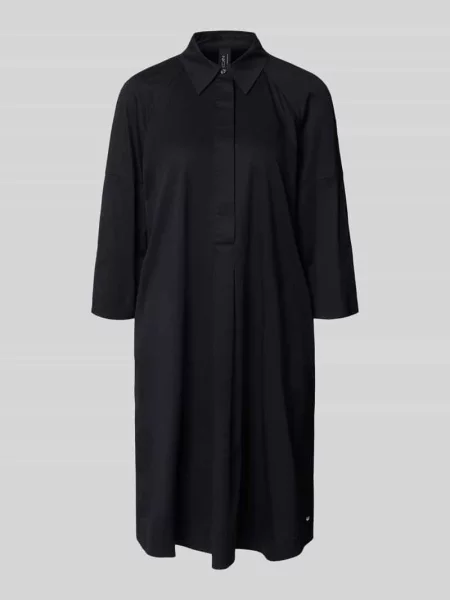 Sukienka koszulowa z obniżoną linią ramion Marc Cain granatowa