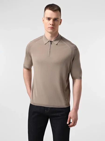 Поло Emporio Armani из лиоцела коричневое