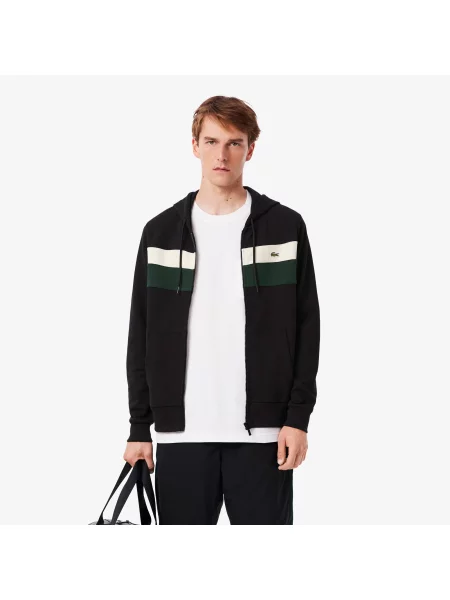 Lacoste Kolorowa Bluza Z Kapturem Zapinana Na czarny