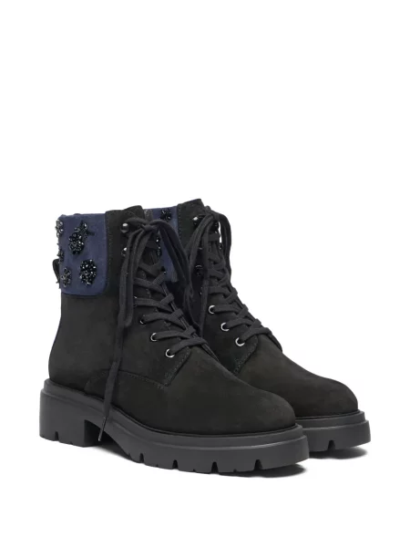 Μποτάκια Stuart Weitzman με κέντημα με κορδόνια με δαντέλα μαύρο