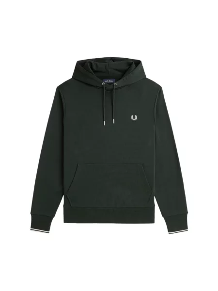 Bluza z kapturem Fred Perry w paski z kapturem z paskiem zielona