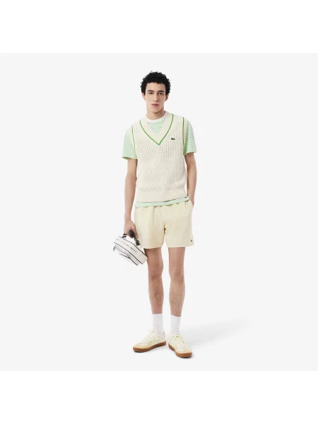 Lacoste T-Shirt Z Okrągłym Dekoltem W Paski Classic Fit Jasnozielony zielony
