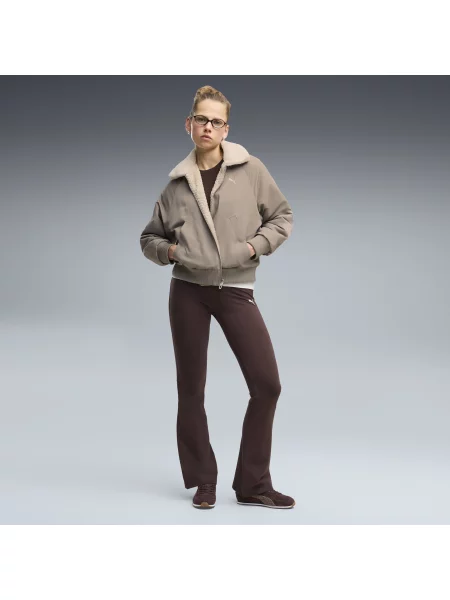 PUMA rozkloszowane legginsy Essentials z wysokim stanem OdzieÅ¼ BrÄ…zowy S