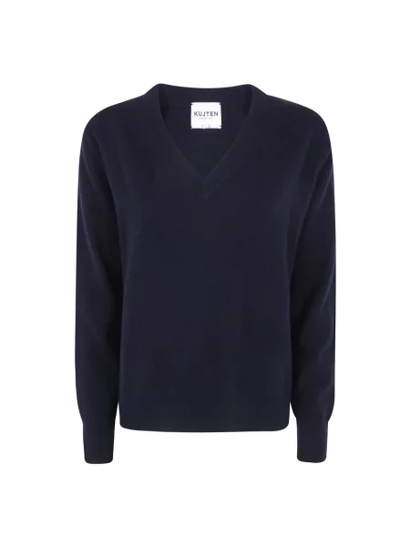 Sweter Kujten z dekoltem w serek czarny