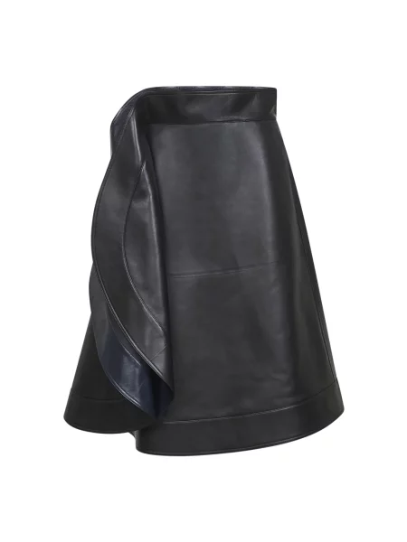 Spódnica skórzana Bottega Veneta w kształcie litery A czarna