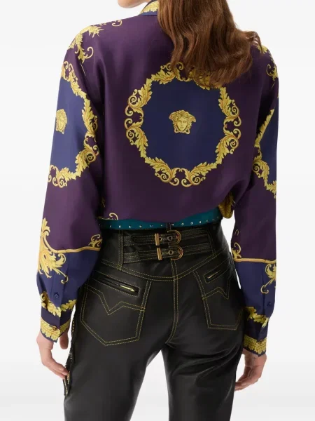 Cămașă Versace de mătase violet