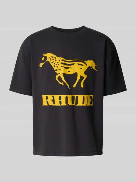 T-shirt z nadrukiem z logo Rhude czarna