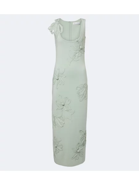 Rochie midi Oscar De La Renta de lână cu model floral verde