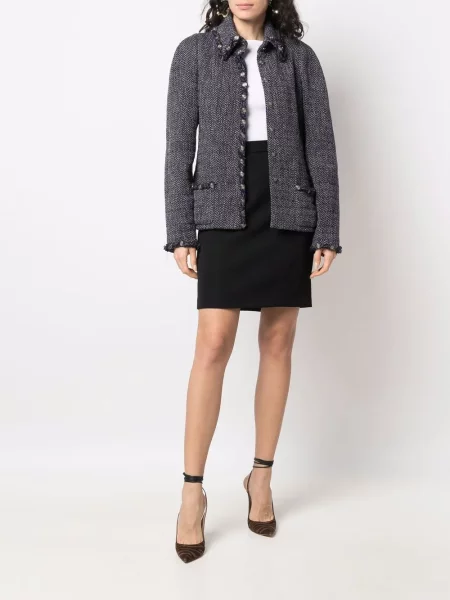 Jednořadá bunda Chanel Pre-owned modrá
