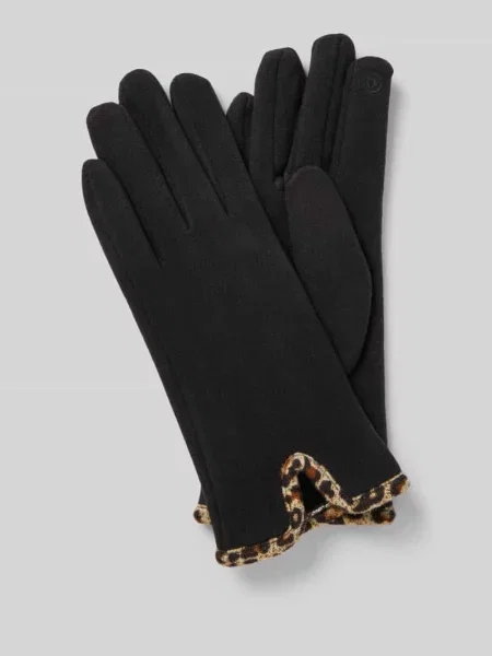 Rękawiczki o kroju regular fit ze zwierzęcym nadrukiem Eem czarne