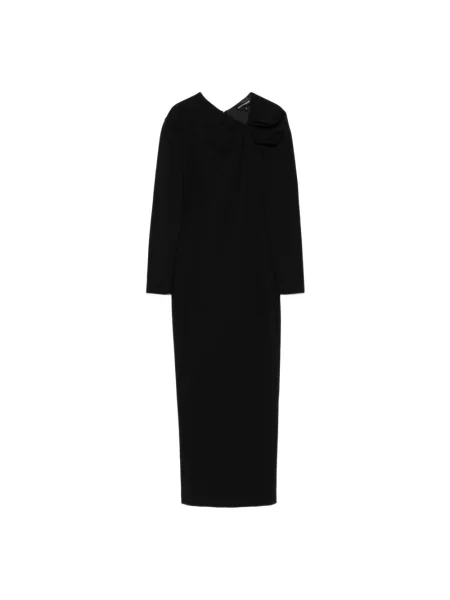 Sukienka Emporio Armani z kokardką asymetryczna z asymetrycznym dekoltem czarna