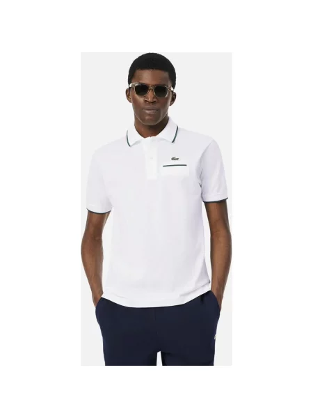 Koszulka polo Lacoste Classic Fit Pocket Accent z krótkim rękawem biało ciemnozielona XS biała