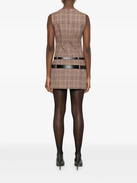 Rochie Coperni în carouri de costum maro