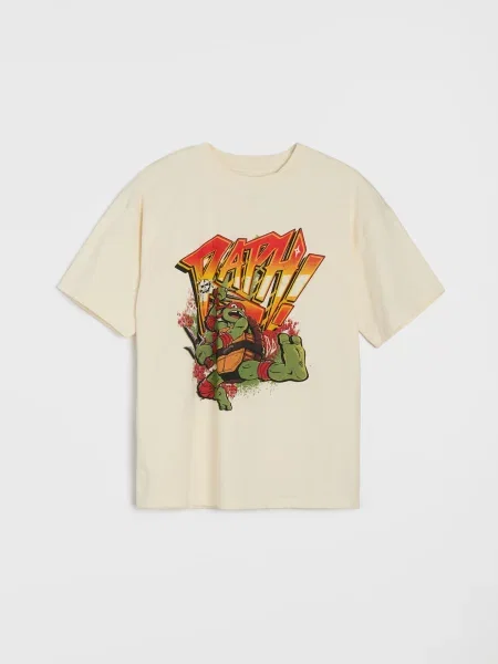 Sinsay oversize tričko s potiskem Teenage Mutant Ninja Turtles krémová