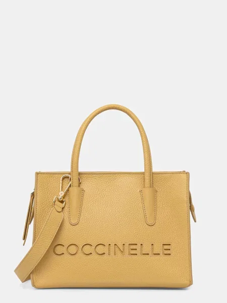 Coccinelle geantă crossbody pentru femei din piele galben