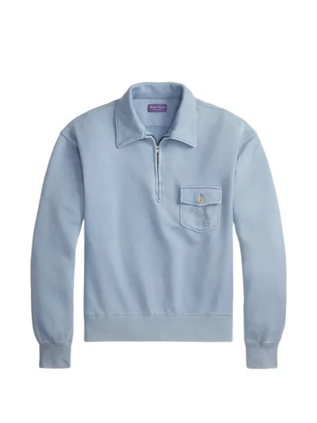 Hanorac cu fermoar Ralph Lauren Purple Label cu broderie albastru