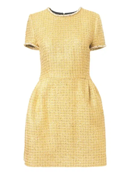 Rochie mini Carolina Herrera din tweed de costum galben