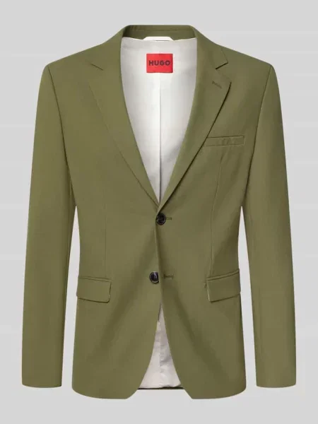 Marynarka o kroju super slim fit z mieszanki wełny model Arti Hugo oliwkowa