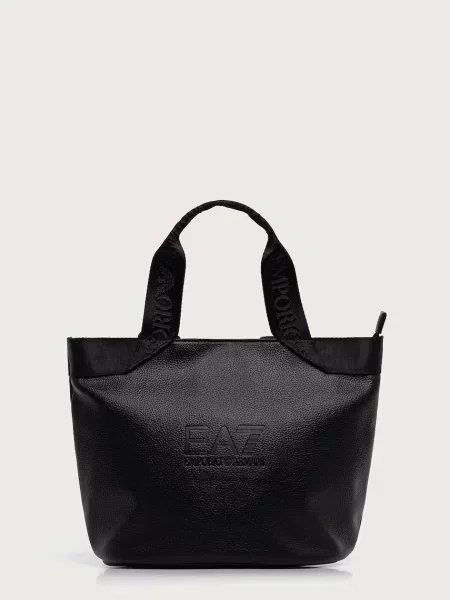 Geantă shopper Ea7 Emporio Armani din piele negru