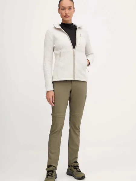 Флісова кофта Jack Wolfskin CRADLE MOUNTAIN PILE з капюшоном однотонна бежевий