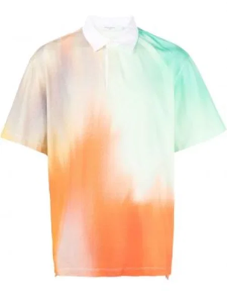 Tricou polo Maison Kitsune cu imagine cu imprimeu abstract verde