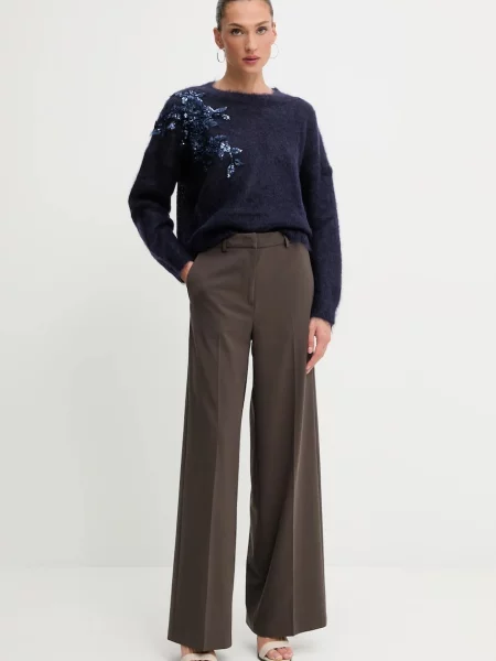 Blugirl Blumarine spodnie szerokie high waist brązowy