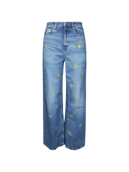 Blugi Ganni cu model floral cu imagine albastru