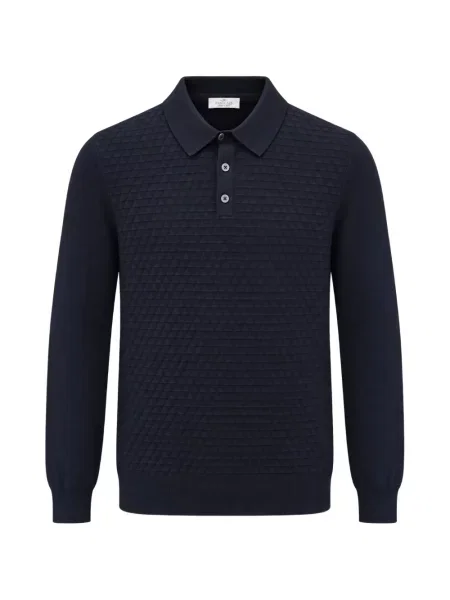 Lung tricou polo Panicale tricotate albastru