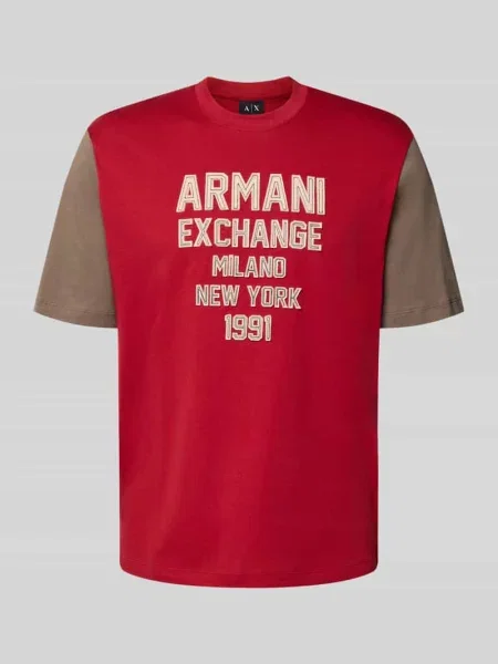 T-shirt z wyhaftowanym logo i okrągłym dekoltem Armani Exchange