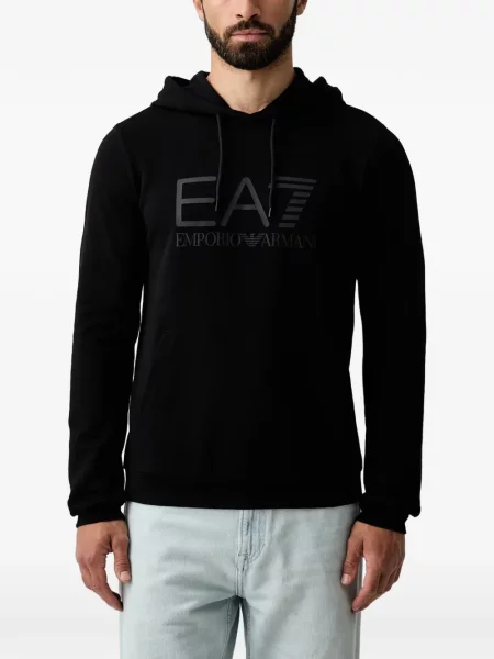 Hanorac cu glugă Ea7 Emporio Armani cu imagine negru