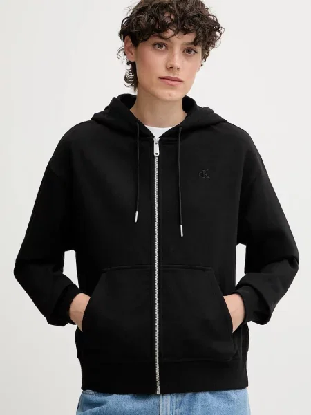 Calvin Klein Jeans bluza z kapturem gładka czarny
